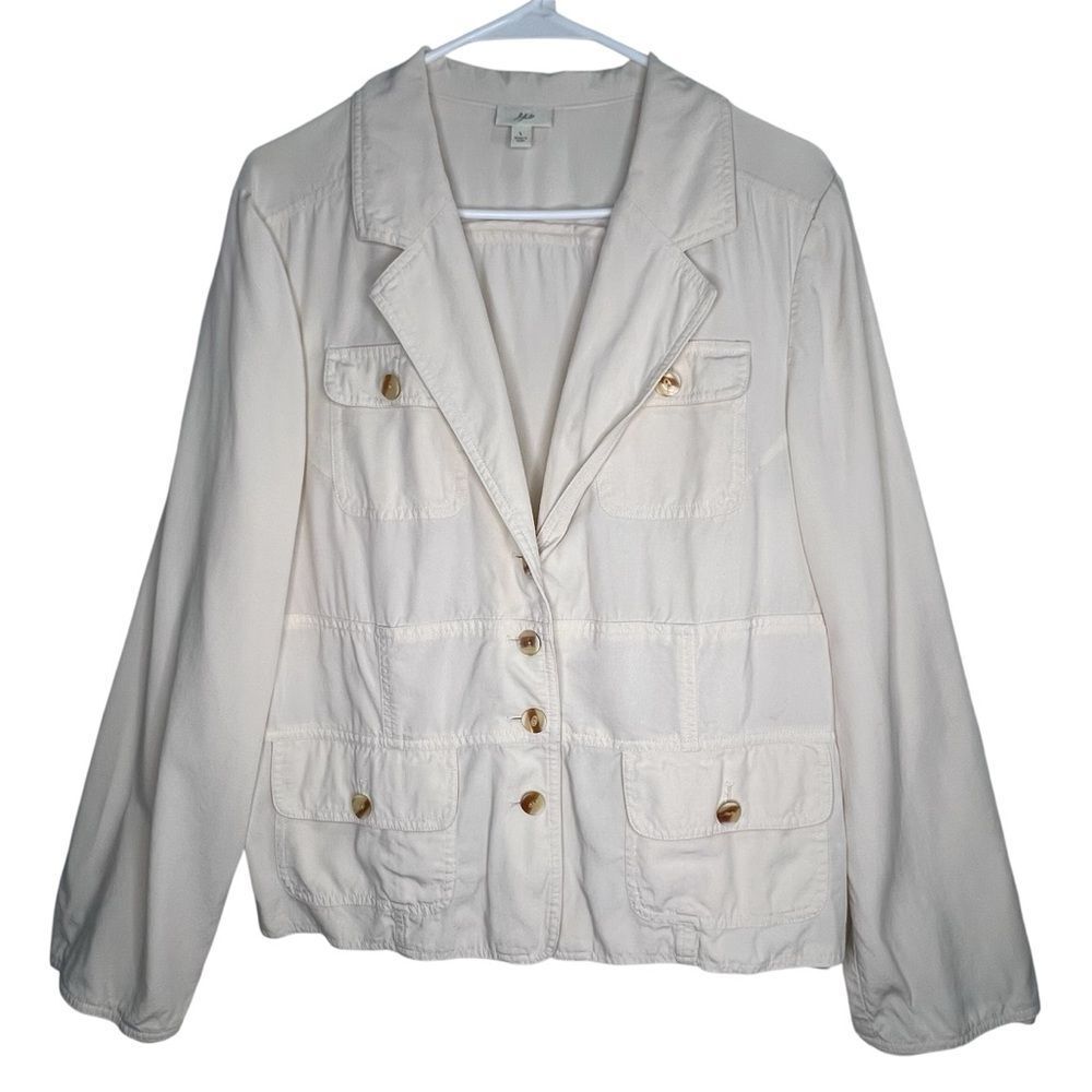 J. Jill Ivory Lightweight Beach Resort Neutral Office Casual Women’s Blazer Sz L